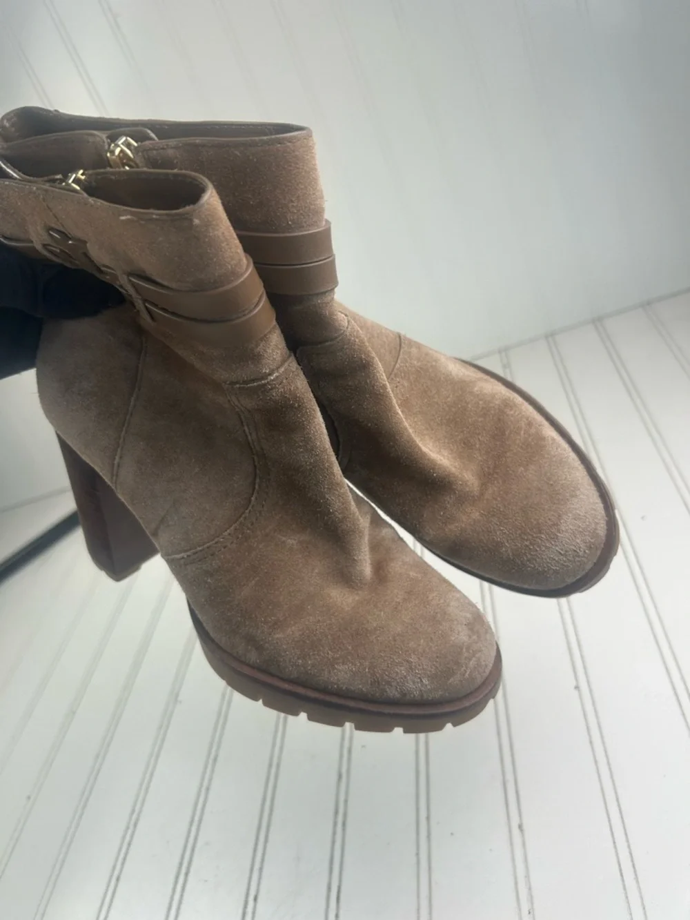 Tory Burch Brown Leigh Suede Lug Sole Booties Women’s Size 7 $400
